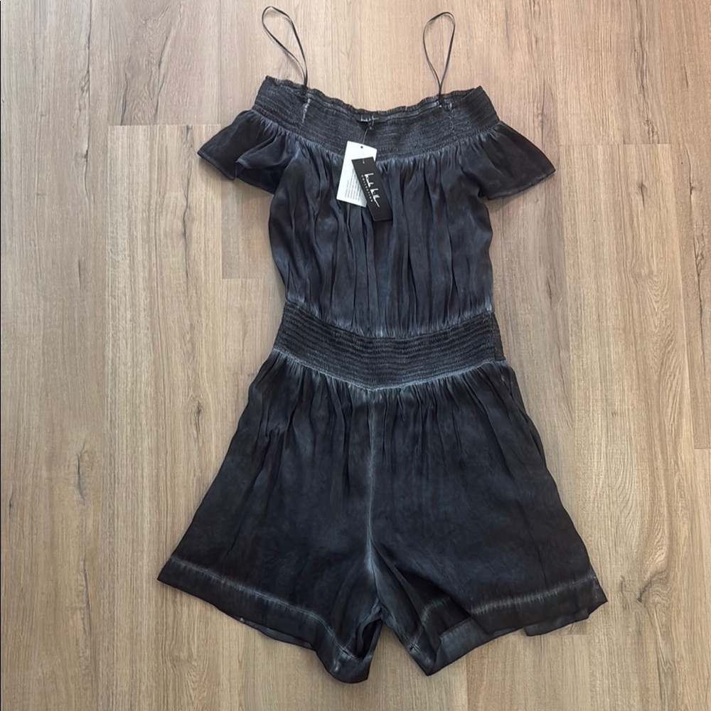 Nicole Miller Black Silk Off-Shoulder Jumpsuit